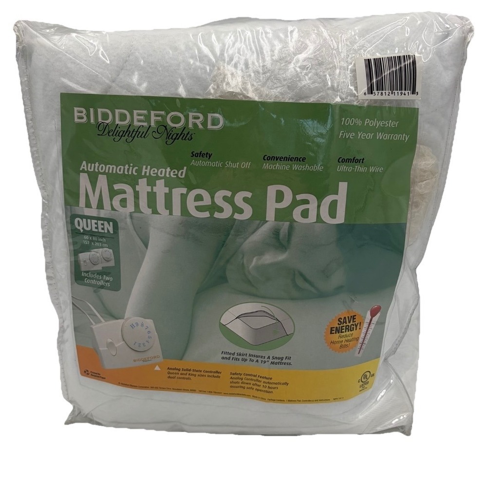 NEW Biddeford Delightful Nights Queen Heated Mattress Pad 80x60 Dual Control